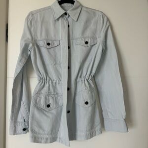 Lauren Ralph Lauren Jacket Lightweight Chambray Linen Blend Utility Womens